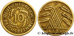 GERMANIA 10 Reichspfennig gerbe de blé 1925 Stuttgart - F