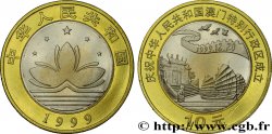 CHINE 10 Yuan Retour de Macao à la Chine : lotus stylisé / temple Ah Ma et jonque 1999 Shenyang