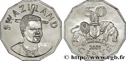 SWASILAND 50 Cents Roi Msawati III / emblème national 2001 