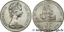 ST. HELENA 25 Pence Elisabeth II / tricentenaire de la colonie 1973 