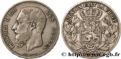 BELGIQUE 5 Francs Léopold II 1871 