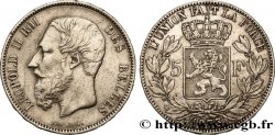 BELGIQUE 5 Francs Léopold II 1873 