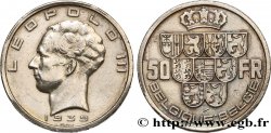 BÉLGICA 50 Francs Léopold III légende Belgique-Belgie tranche position A 1939 