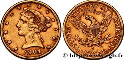 ÉTATS-UNIS D&nbsp;AMÉRIQUE 5 Dollars &nbsp;Liberty&nbsp; 1904 San Francisco