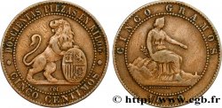 ESPAGNE 5 Centimos “ESPAÑA” assise / lion au bouclier 1870 Oeschger Mesdach & CO