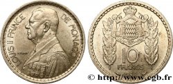 MONACO 10 Francs Louis II / manteau d’armes couronné 1946 Paris