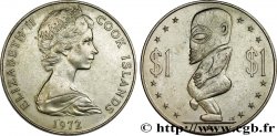 COOK ISLANDS 1 Dollar Elisabeth II / statue de Tangaroa, Dieu de la création 1972 
