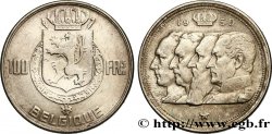 BELGIQUE 100 Francs armes au lion / portraits des quatre rois de Belgique, légende française 1950 