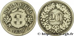 SUISSE 20 Centimes (Rappen) croix suisse 1850 Strasbourg - BB