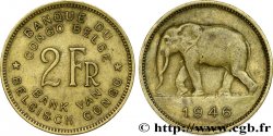 CONGO BELGE 2 Francs éléphant 1946 
