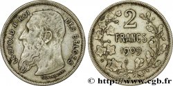 BELGIQUE 2 Francs Léopold II légende française 1909 