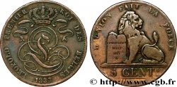 BELGIUM 5 Centimes monogramme de Léopold Ier / lion 1837 