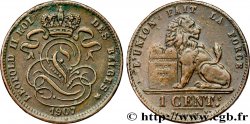 BELGIEN 1 Centime lion monogramme de Léopold II légende en français 1907 