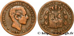 ESPAGNE 5 Centimos Alphonse XII 1877 Oeschger Mesdach & CO