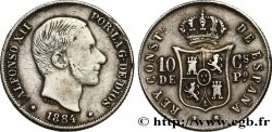 FILIPPINE 10 Centimos de Peso Alphonse XII 1884 Manille