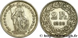 SVIZZERA  2 Francs Helvetia 1936 Berne - B