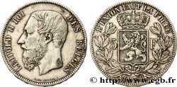 BELGIEN 5 Francs Léopold II  1874  SS 