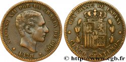 SPAIN 5 Centimos Alphonse XII 1878 Oeschger Mesdach & CO