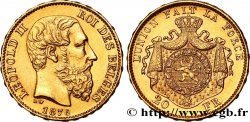 BÉLGICA 20 Francs Léopold II 1876 Bruxelles