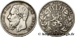 BELGIQUE 5 Francs Léopold II 1867 