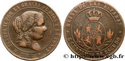 ESPAGNE 5 Centimos de Escudo Isabelle II / écu couronné 1868 Oeschger Mesdach & CO