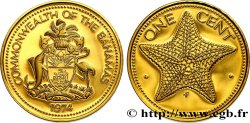 BAHAMAS 1 Cent Proof emblème / étoile de mer 1974 