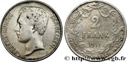 BELGIUM 2 Frank (Francs) Albert Ier légende flamande 1911 Bruxelles