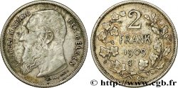 BELGIQUE 2 Francs (Frank) Léopold II légende flamande 1909 