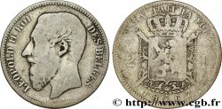 BELGIQUE 2 Francs Léopold II légende française 1867 
