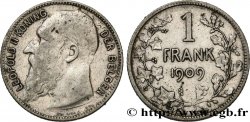 BELGIEN 1 Franc Léopold II légende flamande variété sans point dans la signature 1909 
