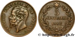 ITALIE 5 Centesimi Royaume d’Italie Victor Emmanuel II 1867 Milan - M TTB+ 