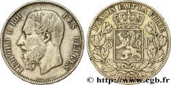 BELGIQUE 5 Francs Léopold II  1874 