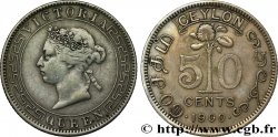 CEYLON 50 Cents Victoria 1900 