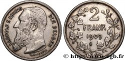 BELGIQUE 2 Frank (Francs) Léopold II légende flamande 1909 
