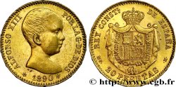 SPAGNA - REGNO DI SPANA - ALFONSO XIII 20 Pesetas 1890 Madrid SPL 