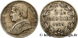 VATICAN ET ÉTATS PONTIFICAUX 20 Baiocchi Pie IX an XX 1865 Rome TTB 
