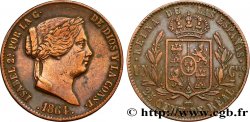 SPAIN 25 Centimos de Real (Cuartillo) Isabelle II / écu couronné 1864 Ségovie