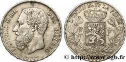 BELGIUM 5 Francs Léopold II 1870 