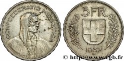 SWITZERLAND 5 Francs Berger des alpes / bouclier suisse 1937 Berne - B