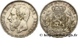 BELGIQUE 5 Francs Léopold II 1873 