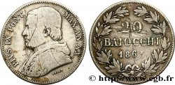 VATICAN ET ÉTATS PONTIFICAUX 20 Baiocchi Pie IX an XX 1865 Rome