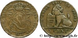 BELGIEN 5 Centimes monograme de Léopold couronné / lion 1850 