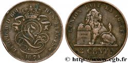 BELGIEN 2 Centimes lion monogramme de Léopold II 1874 