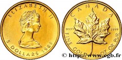 CANADA 5 Dollars or  Maple leaf  1989 