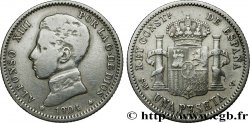 SPAIN 1 Peseta Alphonse XIII 4e type de buste 1904 Madrid VF 