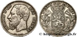 BELGIQUE 5 Francs Léopold II 1870 