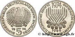 ALEMANIA 5 Mark Proof 25e anniversaire de la République Fédérale 1974 Stuttgart