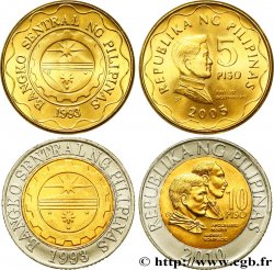 PHILIPPINES Lot de deux monnaies 5 et 10 Piso 2005-2010 