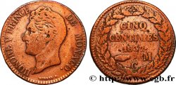 MONACO 5 Centimes Honoré V petite tête en cuivre rouge 1837 Monaco