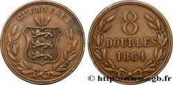 GUERNSEY 8 Doubles armes du baillage de Guernesey 1864 Heaton